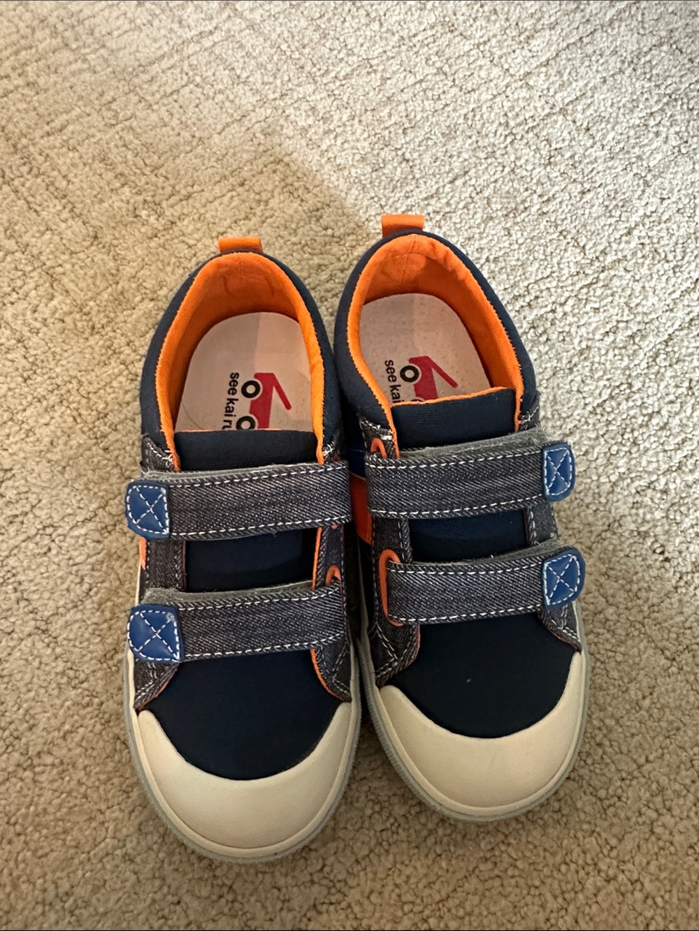 NEW See Kai Run Navy and Orange Kids Velcro Sneakers